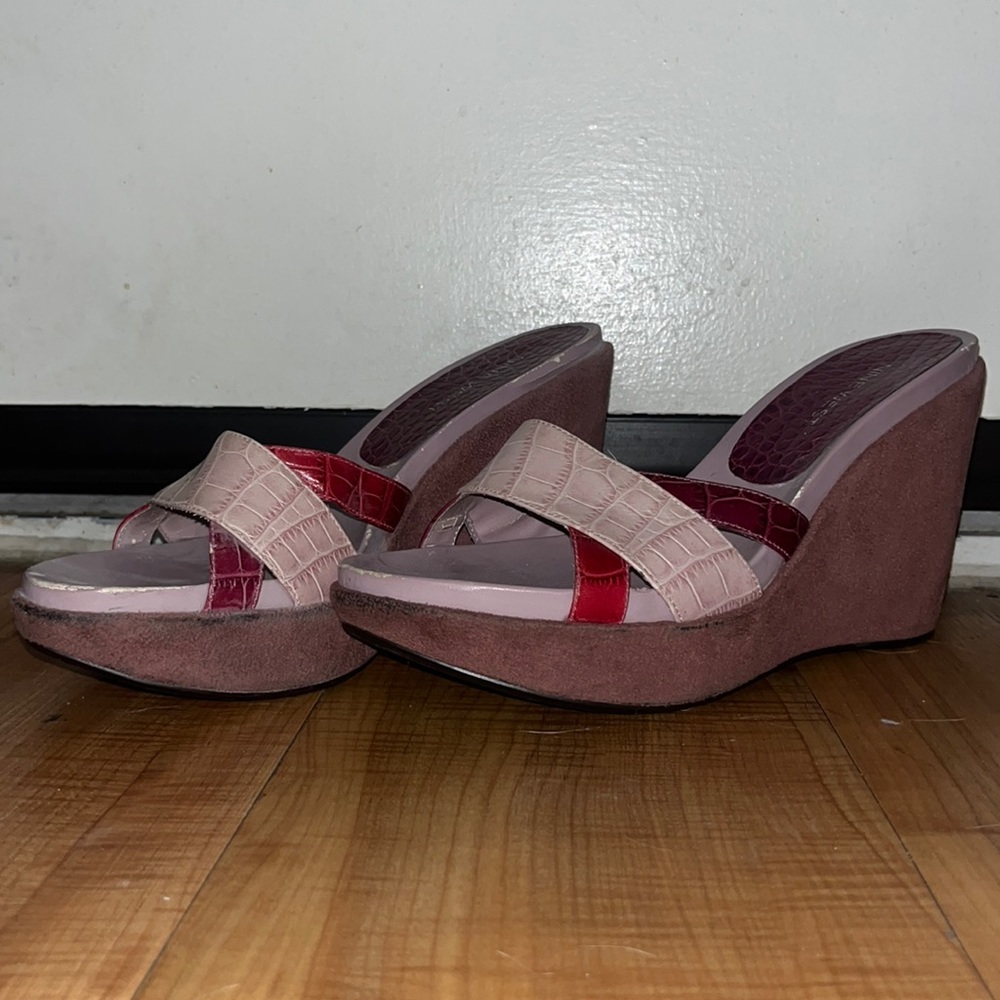 Vintage Nine West Magenta Suede Wedges